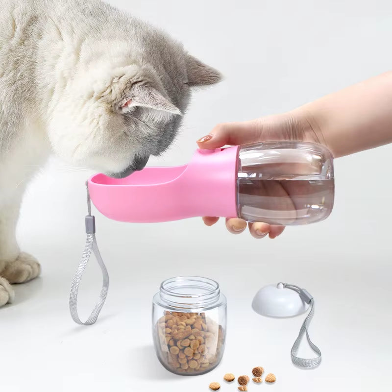 Portable Dog Water Bottle – Leakproof Travel Pet Drinker with Built-in Bowl & Food Container – Ideal for Puppies and Dogs On-the-Go