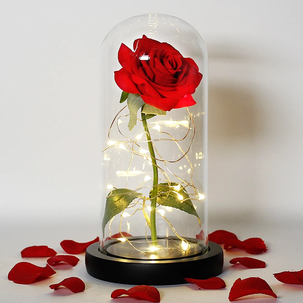 Beauty and the Beast Enchanted Rose – LED Glass Dome with Forever Red Rose – Romantic Gift for Valentine's Day, Mother's Day & Special Occasions