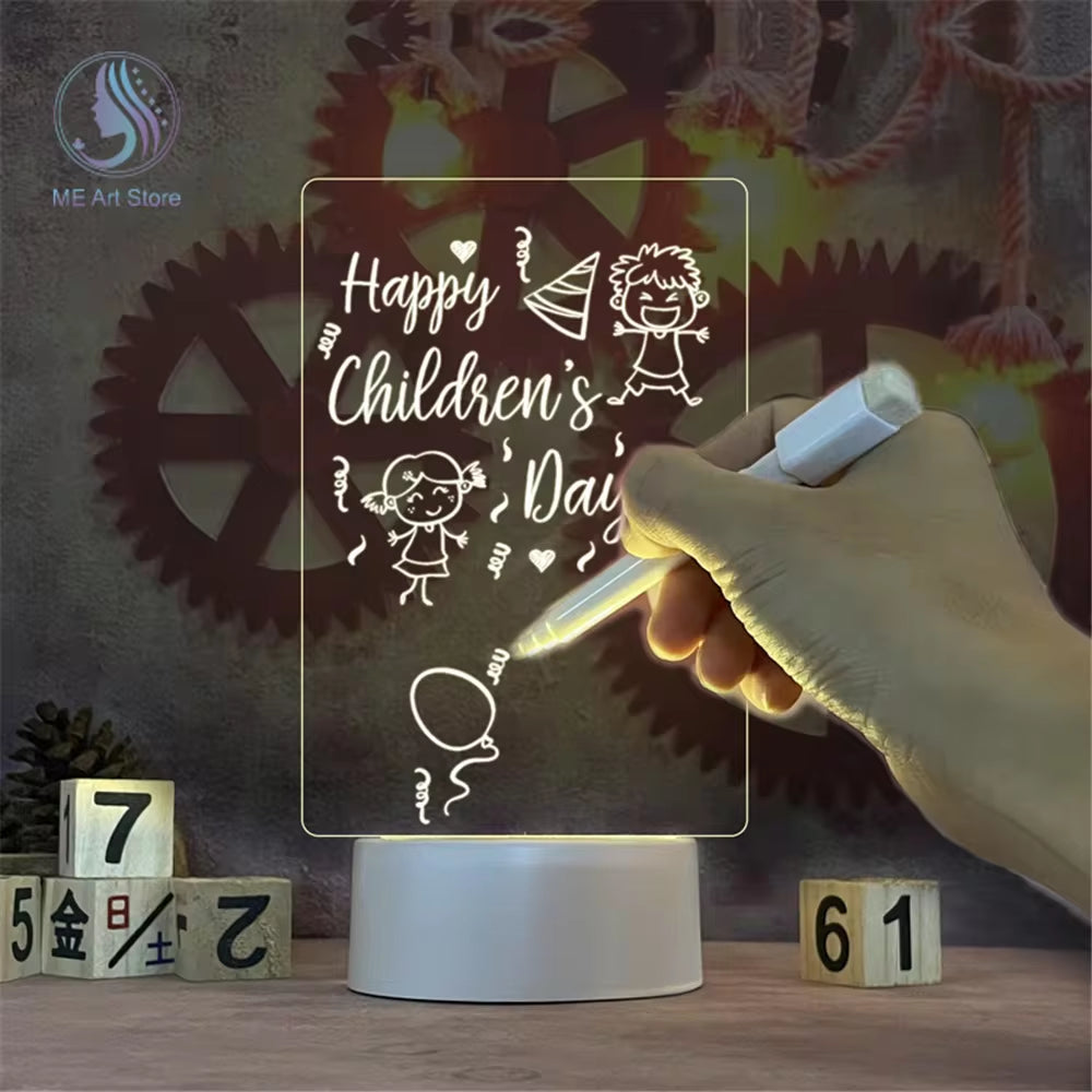 LED Night Light Message Board with Pen – USB Powered Decorative Night Lamp – Perfect Gift for Kids and Girlfriends