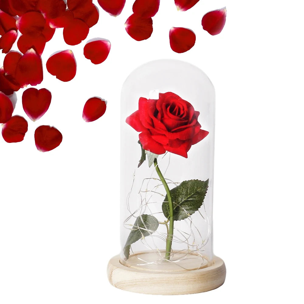 Beauty and the Beast Enchanted Rose – LED Glass Dome with Forever Red Rose – Romantic Gift for Valentine's Day, Mother's Day & Special Occasions