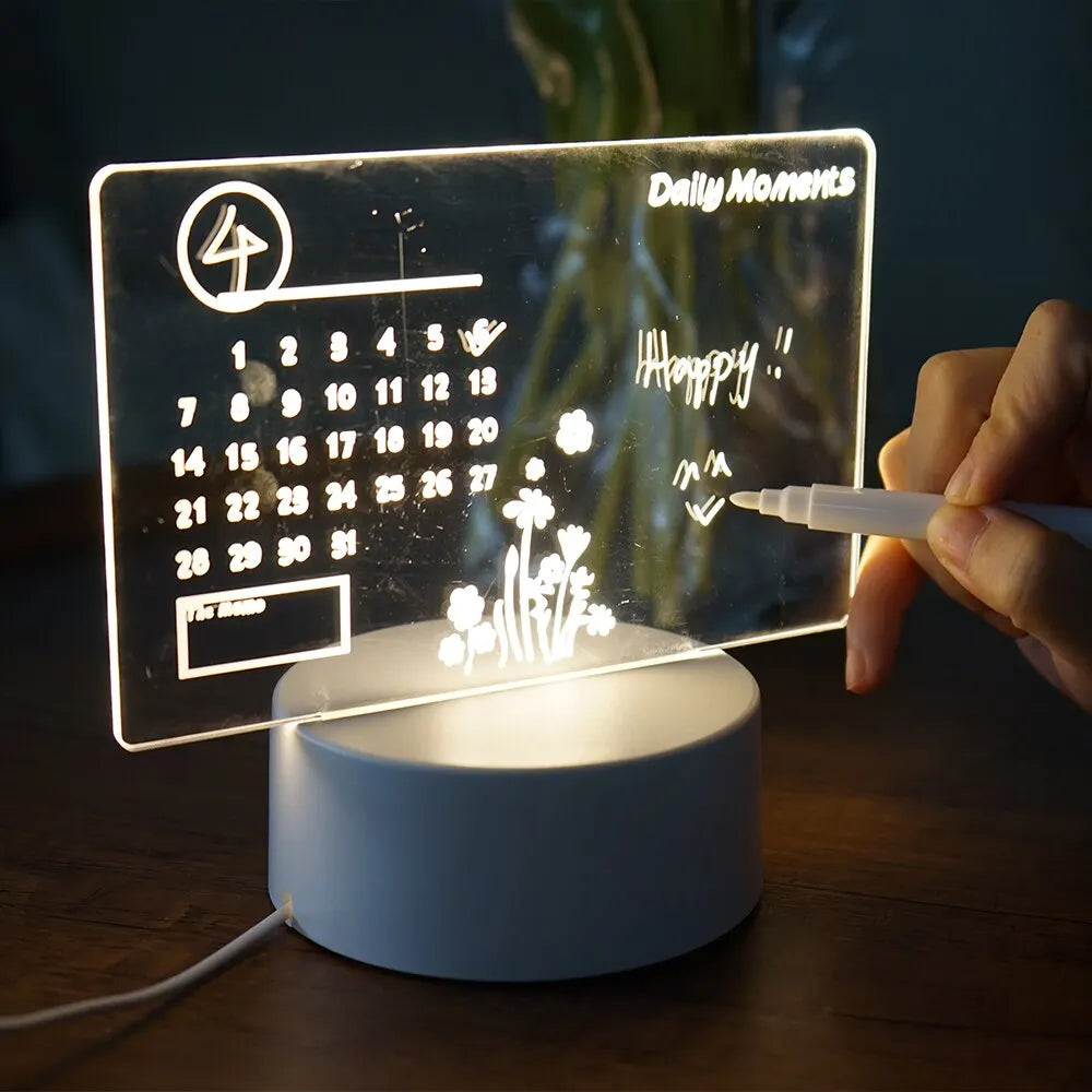 Creative LED Message Board Night Light – USB Rewritable Note Lamp with Warm Soft Glow – Perfect for Kids, Girlfriends & Room Décor