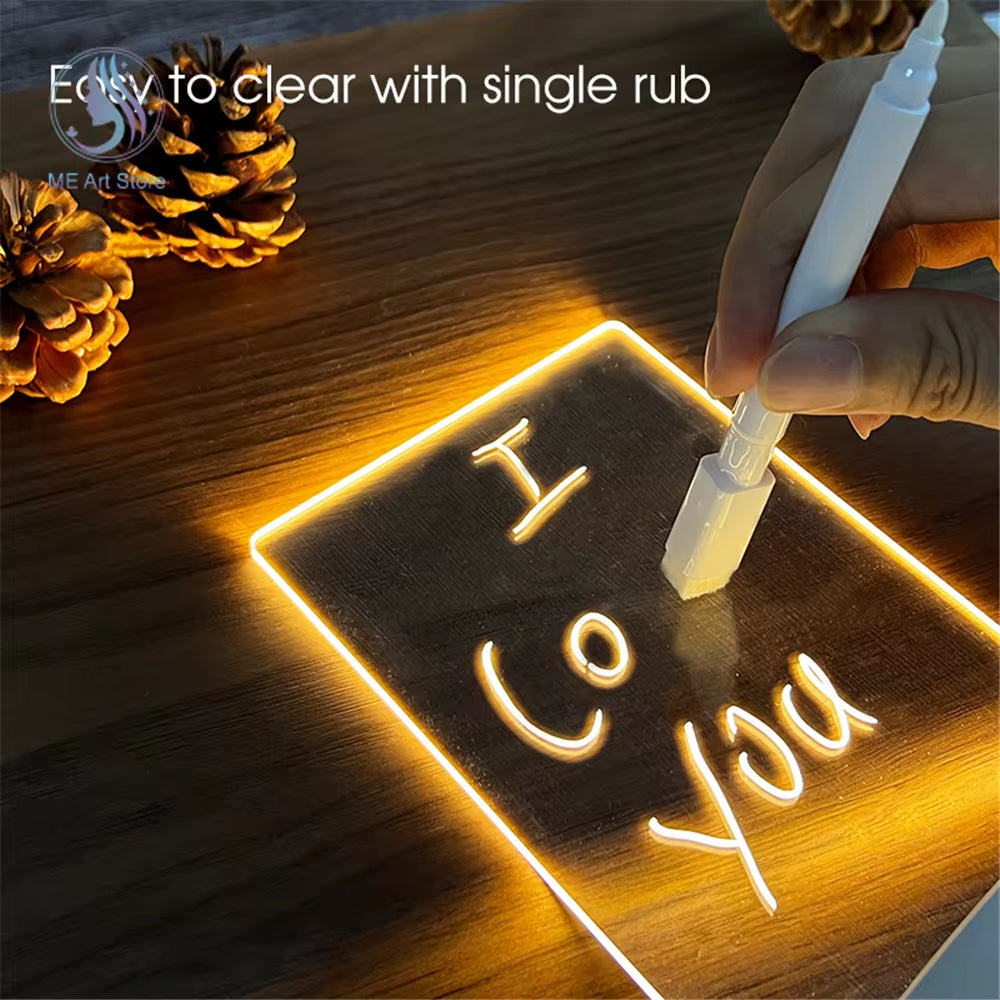 LED Night Light Message Board with Pen – USB Powered Decorative Night Lamp – Perfect Gift for Kids and Girlfriends
