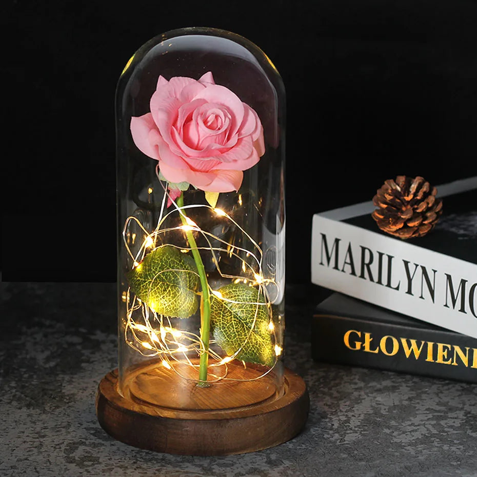 Beauty and the Beast Enchanted Rose – LED Glass Dome with Forever Red Rose – Romantic Gift for Valentine's Day, Mother's Day & Special Occasions