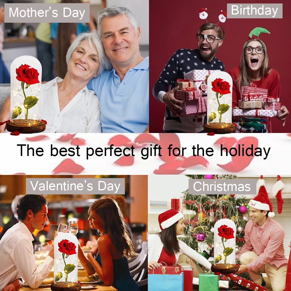 Beauty and the Beast Enchanted Rose – LED Glass Dome with Forever Red Rose – Romantic Gift for Valentine's Day, Mother's Day & Special Occasions