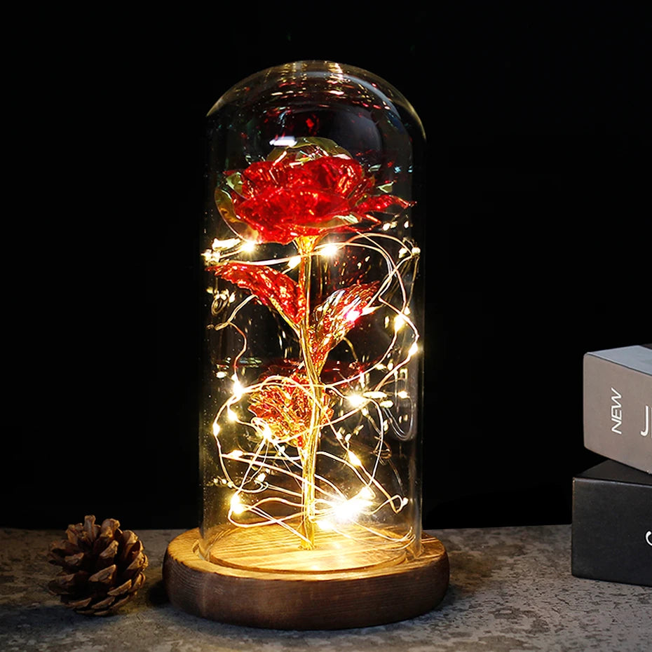 Beauty and the Beast Enchanted Rose – LED Glass Dome with Forever Red Rose – Romantic Gift for Valentine's Day, Mother's Day & Special Occasions