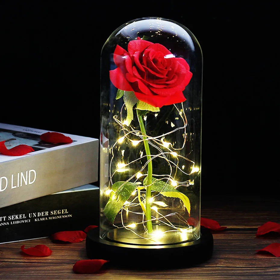 Beauty and the Beast Enchanted Rose – LED Glass Dome with Forever Red Rose – Romantic Gift for Valentine's Day, Mother's Day & Special Occasions