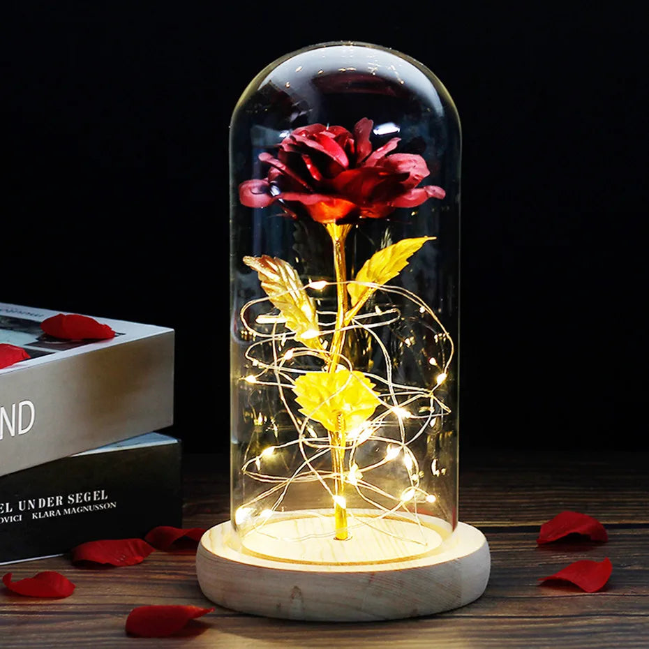 Beauty and the Beast Enchanted Rose – LED Glass Dome with Forever Red Rose – Romantic Gift for Valentine's Day, Mother's Day & Special Occasions