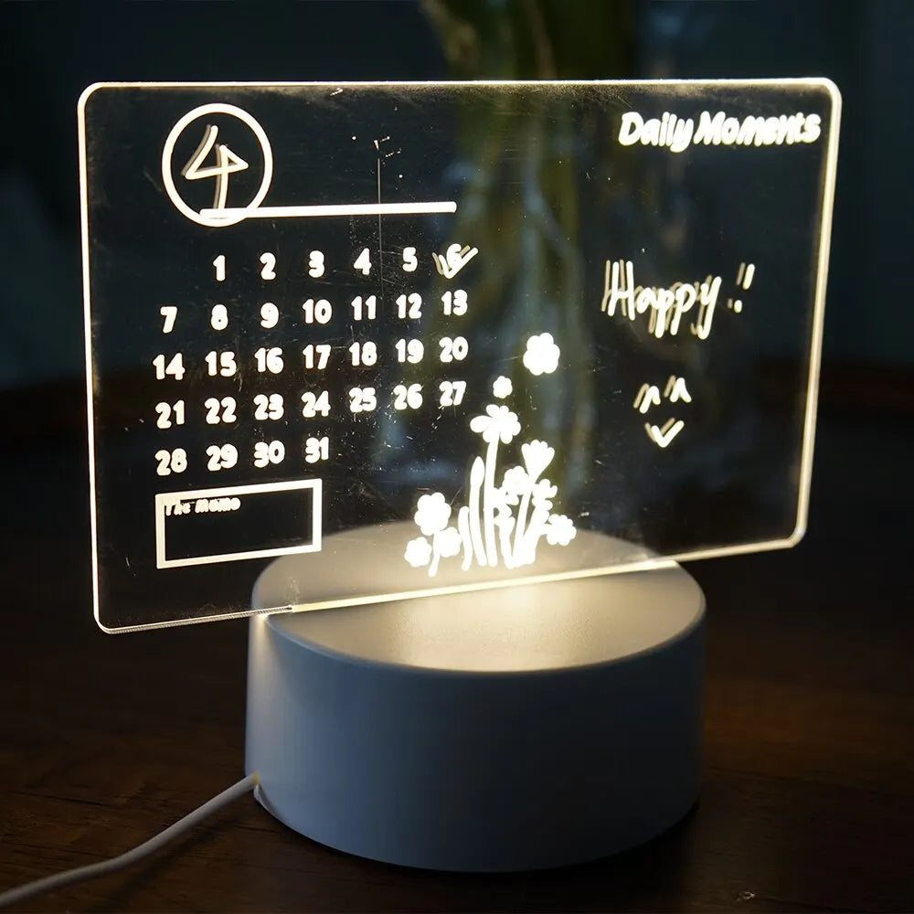 Creative LED Message Board Night Light – USB Rewritable Note Lamp with Warm Soft Glow – Perfect for Kids, Girlfriends & Room Décor