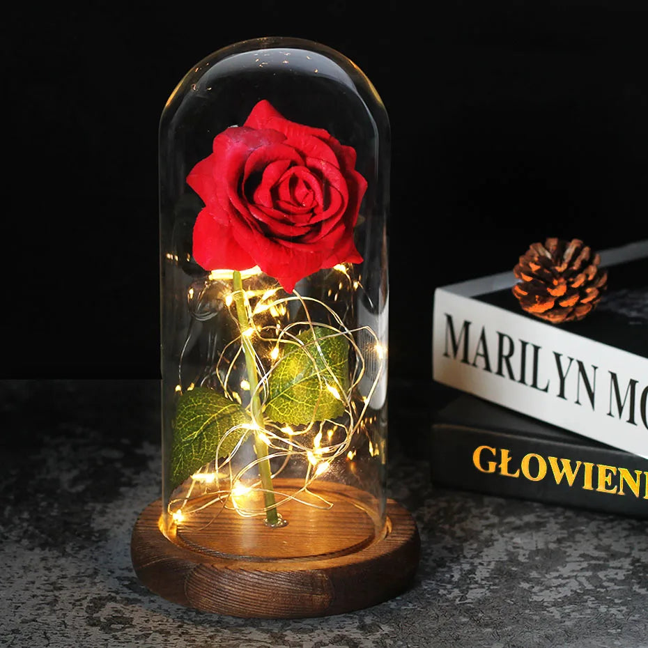 Beauty and the Beast Enchanted Rose – LED Glass Dome with Forever Red Rose – Romantic Gift for Valentine's Day, Mother's Day & Special Occasions