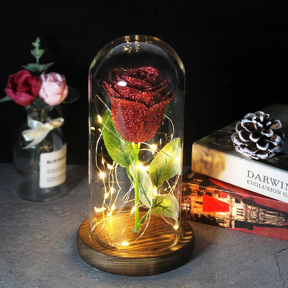 Beauty and the Beast Enchanted Rose – LED Glass Dome with Forever Red Rose – Romantic Gift for Valentine's Day, Mother's Day & Special Occasions