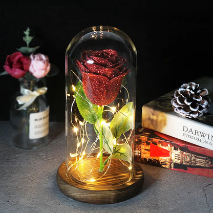 Beauty and the Beast Enchanted Rose – LED Glass Dome with Forever Red Rose – Romantic Gift for Valentine's Day, Mother's Day & Special Occasions