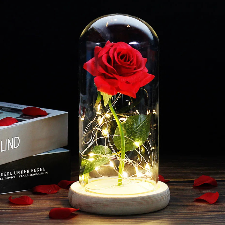 Beauty and the Beast Enchanted Rose – LED Glass Dome with Forever Red Rose – Romantic Gift for Valentine's Day, Mother's Day & Special Occasions