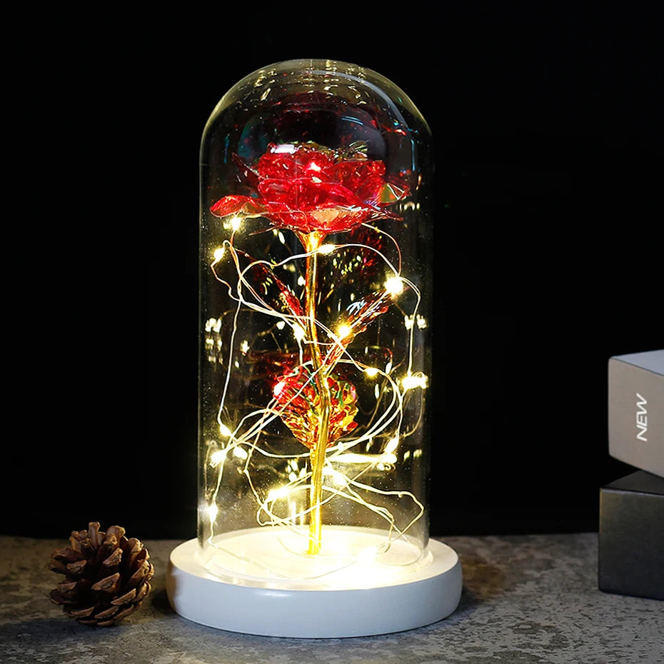 Beauty and the Beast Enchanted Rose – LED Glass Dome with Forever Red Rose – Romantic Gift for Valentine's Day, Mother's Day & Special Occasions