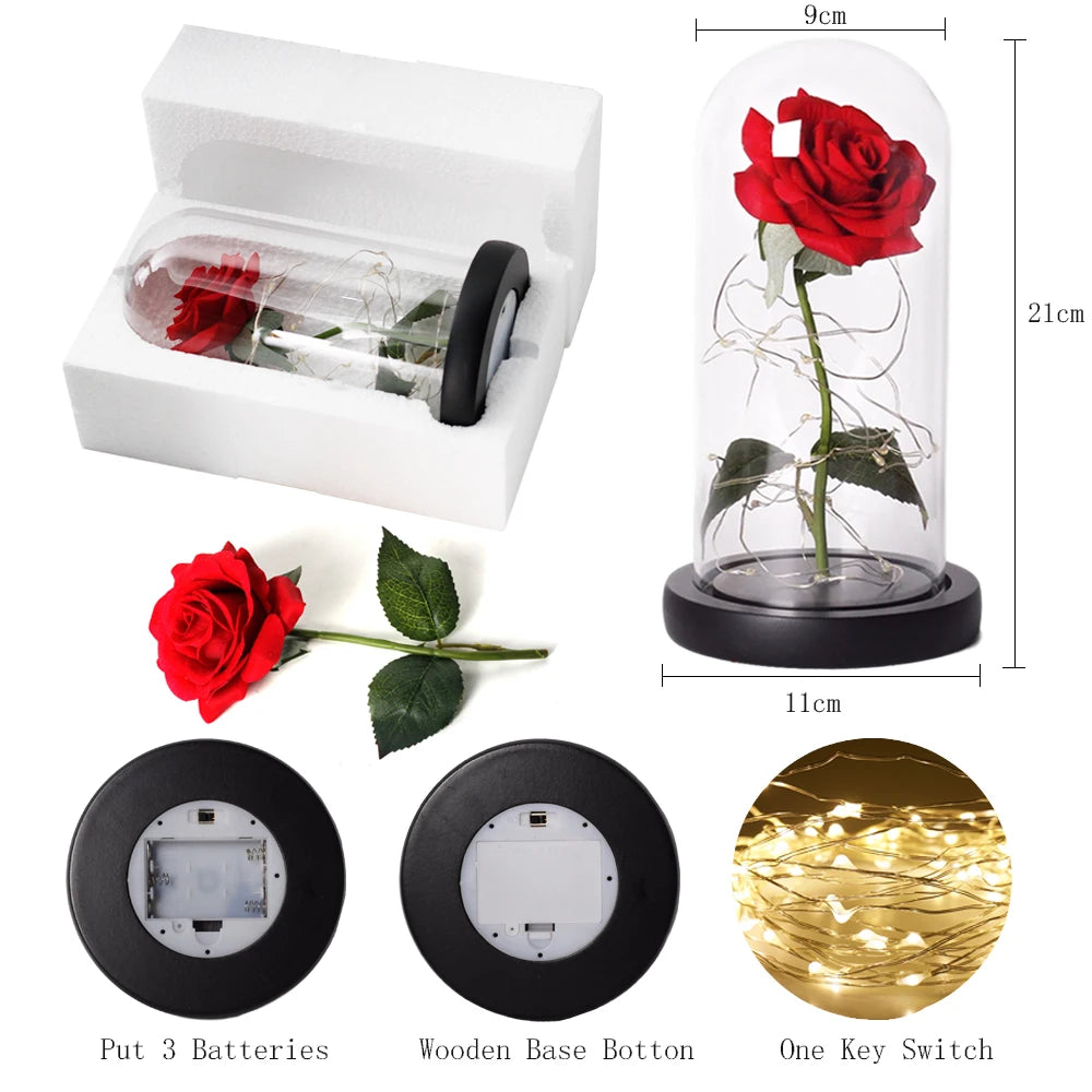 Beauty and the Beast Enchanted Rose – LED Glass Dome with Forever Red Rose – Romantic Gift for Valentine's Day, Mother's Day & Special Occasions
