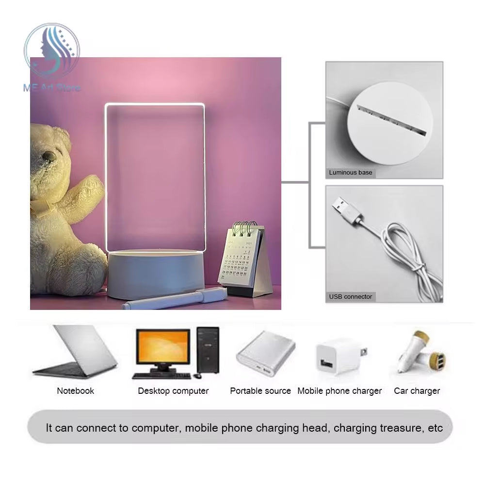 LED Night Light Message Board with Pen – USB Powered Decorative Night Lamp – Perfect Gift for Kids and Girlfriends