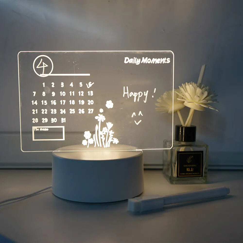 Creative LED Message Board Night Light – USB Rewritable Note Lamp with Warm Soft Glow – Perfect for Kids, Girlfriends & Room Décor