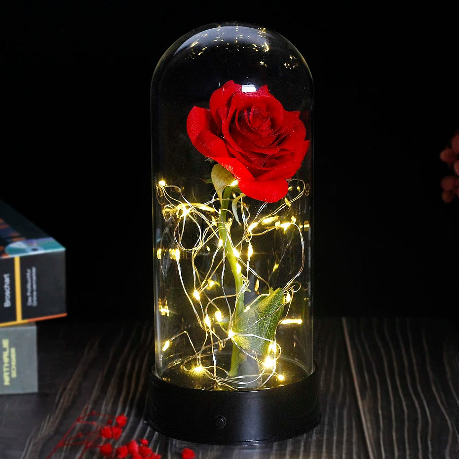 Beauty and the Beast Enchanted Rose – LED Glass Dome with Forever Red Rose – Romantic Gift for Valentine's Day, Mother's Day & Special Occasions