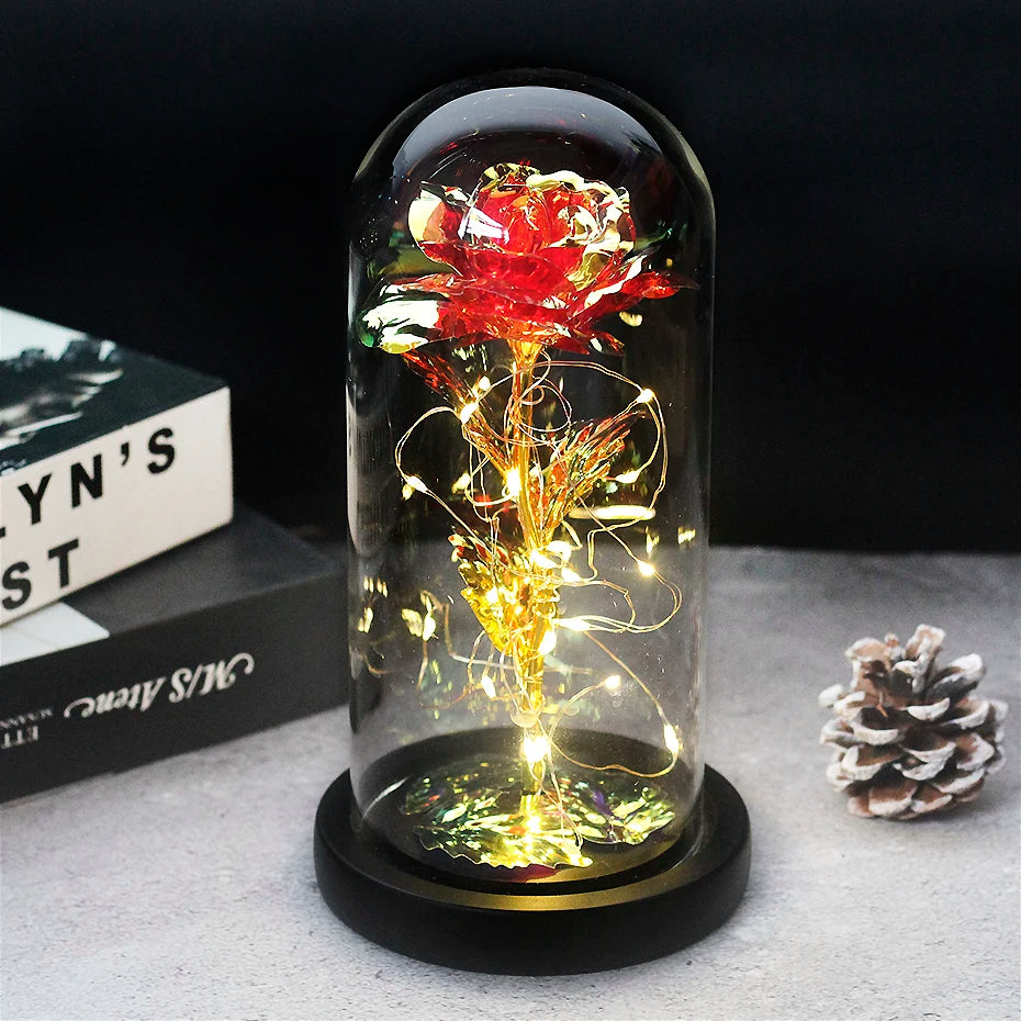 Beauty and the Beast Enchanted Rose – LED Glass Dome with Forever Red Rose – Romantic Gift for Valentine's Day, Mother's Day & Special Occasions