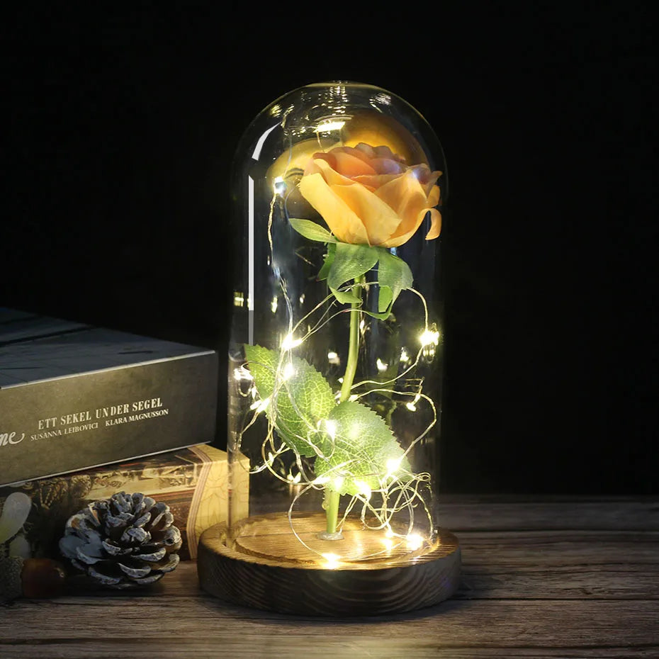 Beauty and the Beast Enchanted Rose – LED Glass Dome with Forever Red Rose – Romantic Gift for Valentine's Day, Mother's Day & Special Occasions