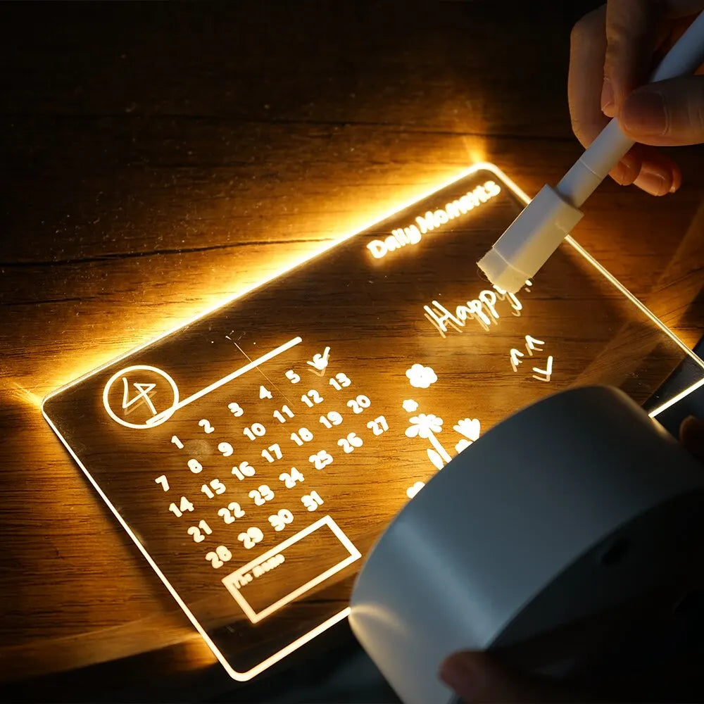 Creative LED Message Board Night Light – USB Rewritable Note Lamp with Warm Soft Glow – Perfect for Kids, Girlfriends & Room Décor