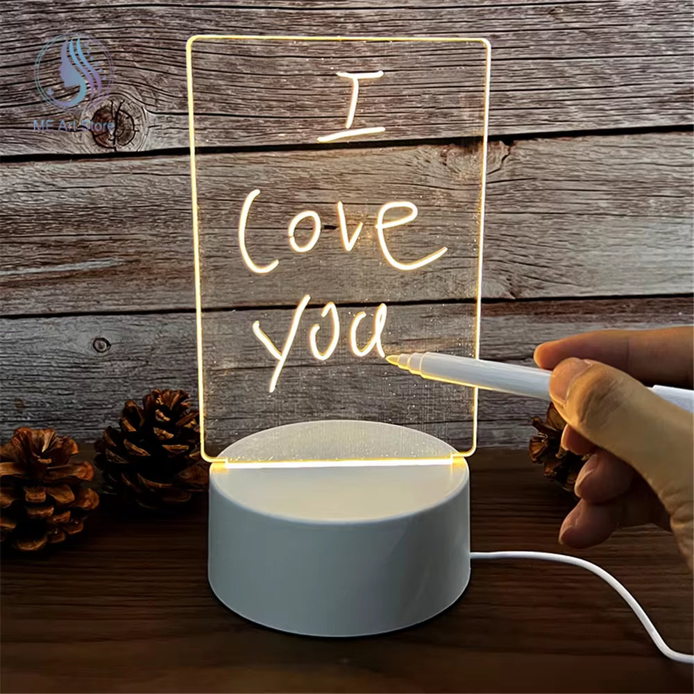 LED Night Light Message Board with Pen – USB Powered Decorative Night Lamp – Perfect Gift for Kids and Girlfriends