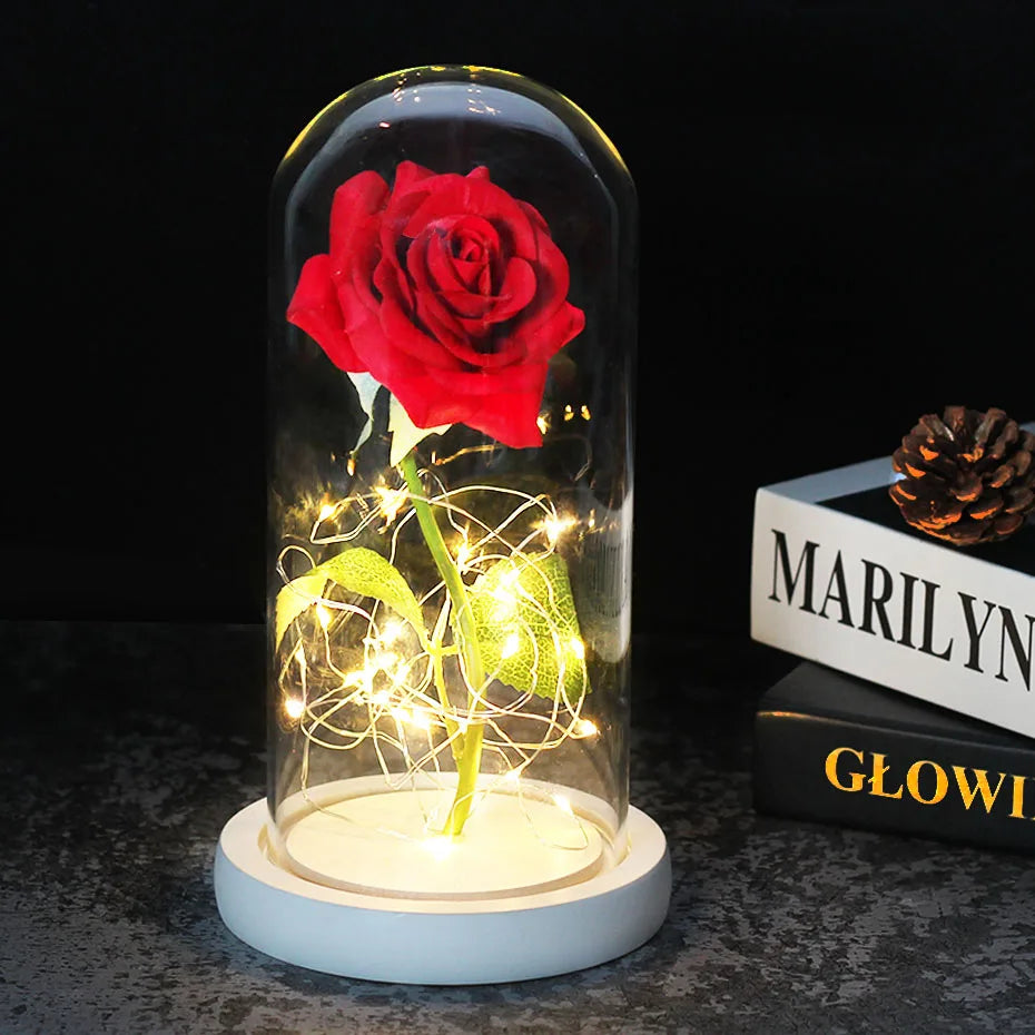 Beauty and the Beast Enchanted Rose – LED Glass Dome with Forever Red Rose – Romantic Gift for Valentine's Day, Mother's Day & Special Occasions