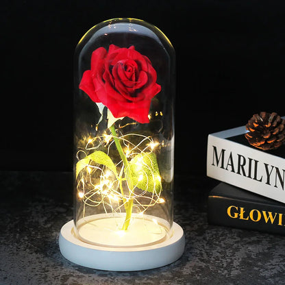 Beauty and the Beast Enchanted Rose – LED Glass Dome with Forever Red Rose – Romantic Gift for Valentine's Day, Mother's Day & Special Occasions